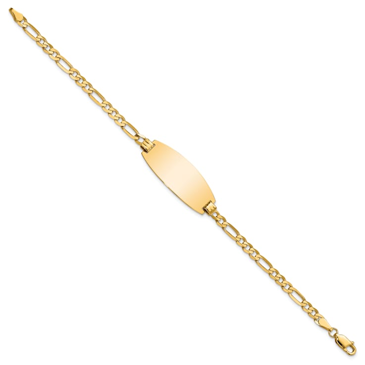 14k Yellow Gold Oval Figaro Link ID Bracelet