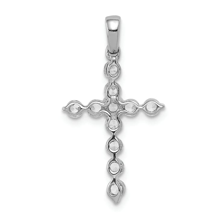 Rhodium Over 10k White Gold 0.50 ctw Diamond Cross Pendant