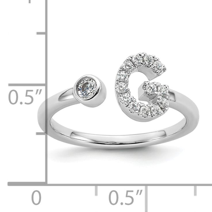 Rhodium Over 14K White Gold Lab Grown Diamond VS/SI GH, Initial G
Adjustable Ring