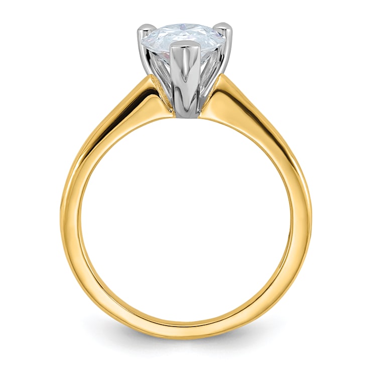 14K Yellow Gold With White Gold Accents 2 ct. G H I True Light Pear
Moissanite Solitaire Ring