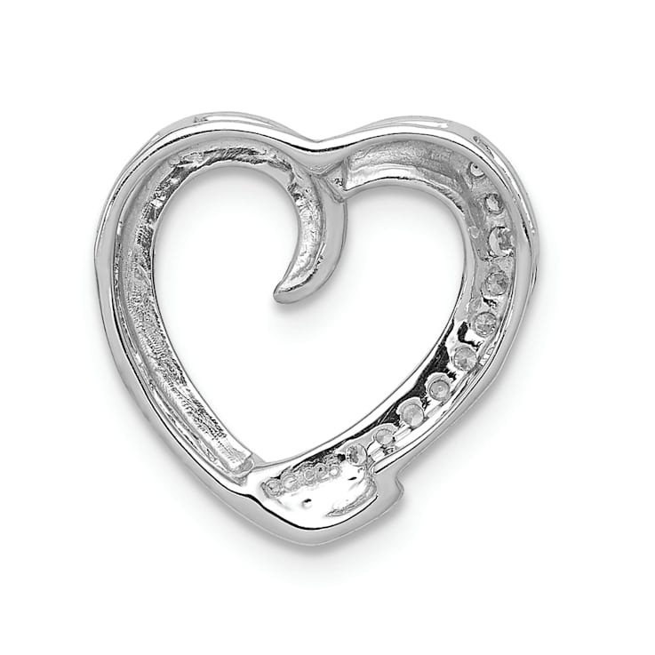 Rhodium Over 14k White Gold Diamond Heart Chain Slide Pendant