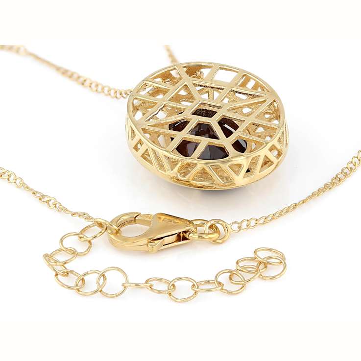 Garnet Oval Solitaire Pendant Necklace In 18K Gold Over Sterling Silver 6.00ct