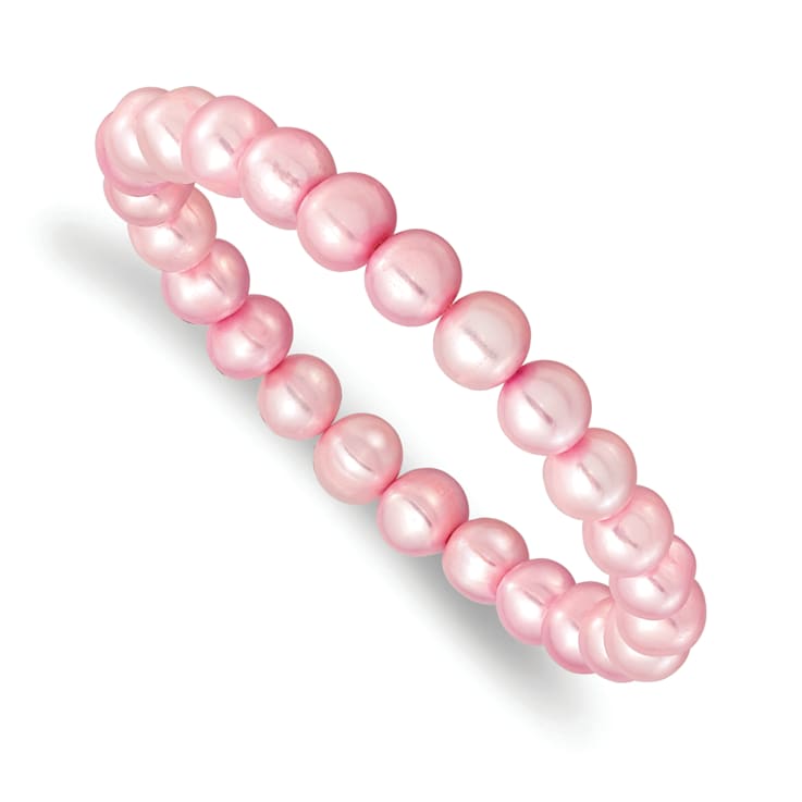 Rhodium Over Sterling Silver 7-8mm Pink Freshwater Pearl Earring
Bracelet Necklace Set