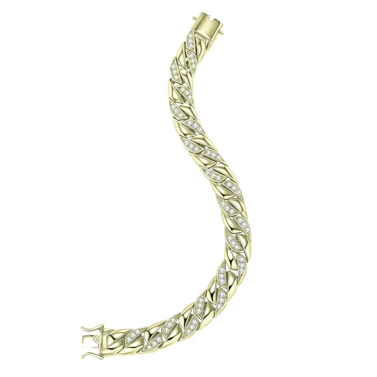 CZ Pave Classic Chain Bracelet In 14K Gold Over Sterling Silver