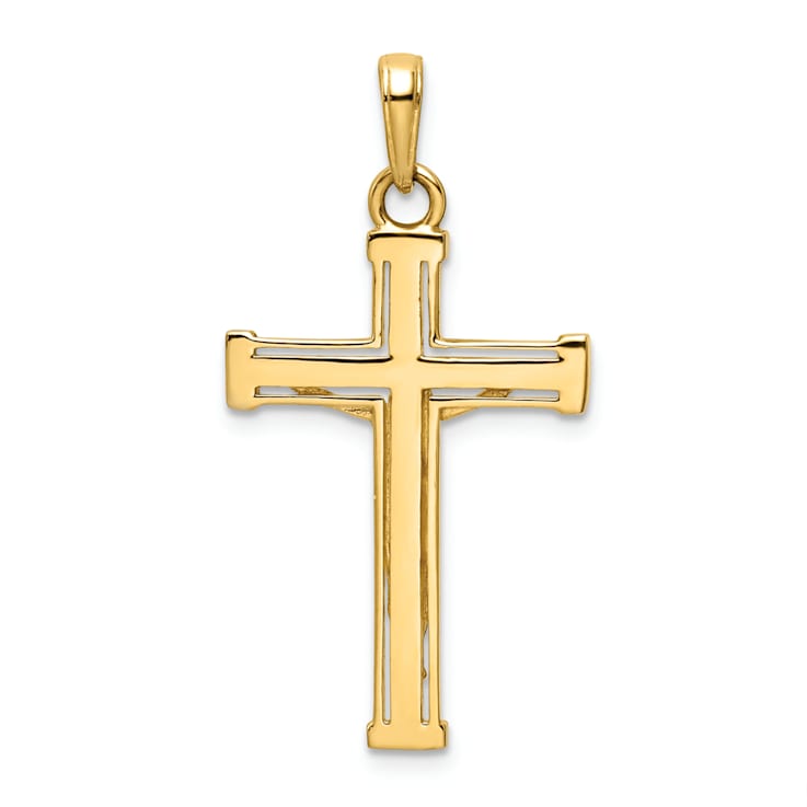 14k Two-tone Gold Diamond-cut Crucifix Pendant