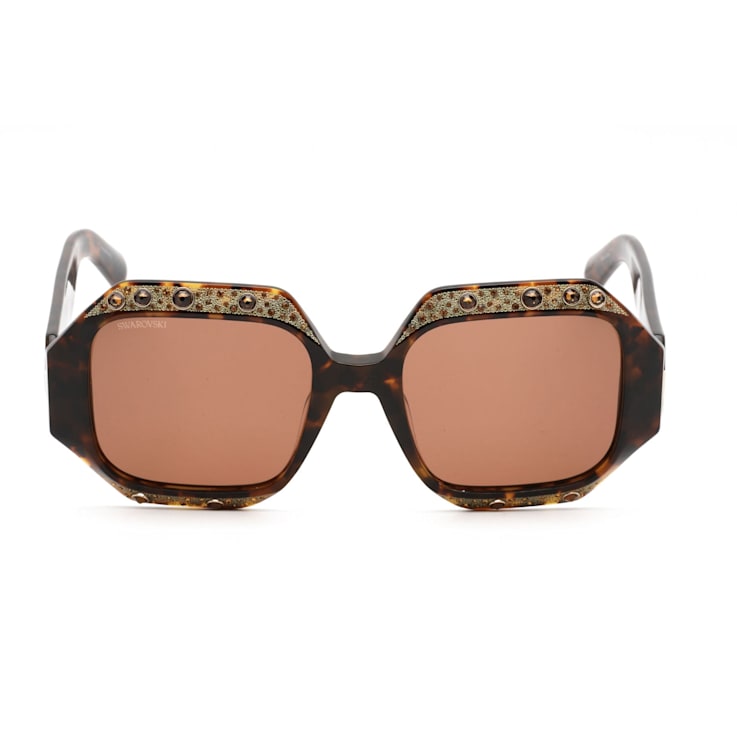Swarovski Brown Tortoise with Crystal Detail Frame / Brown Lens Sunglasses