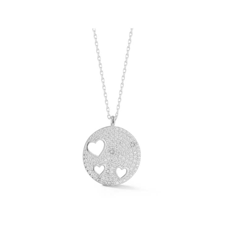 Sterling Statements Rhodium Over Sterling Silver Pave Heart Cut-Out Necklace