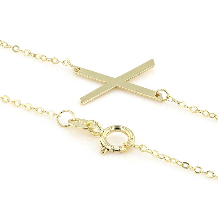 Sideways Initial X Necklace In Solid 14K Yellow Gold 18 Inch