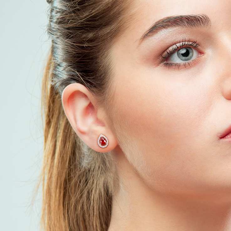 Ruby and Diamond 14K Pink Gold Earrings 1.09ctw