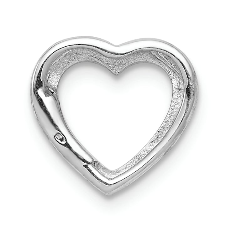 Rhodium Over 14k White Gold Diamond Heart Chain Slide Pendant