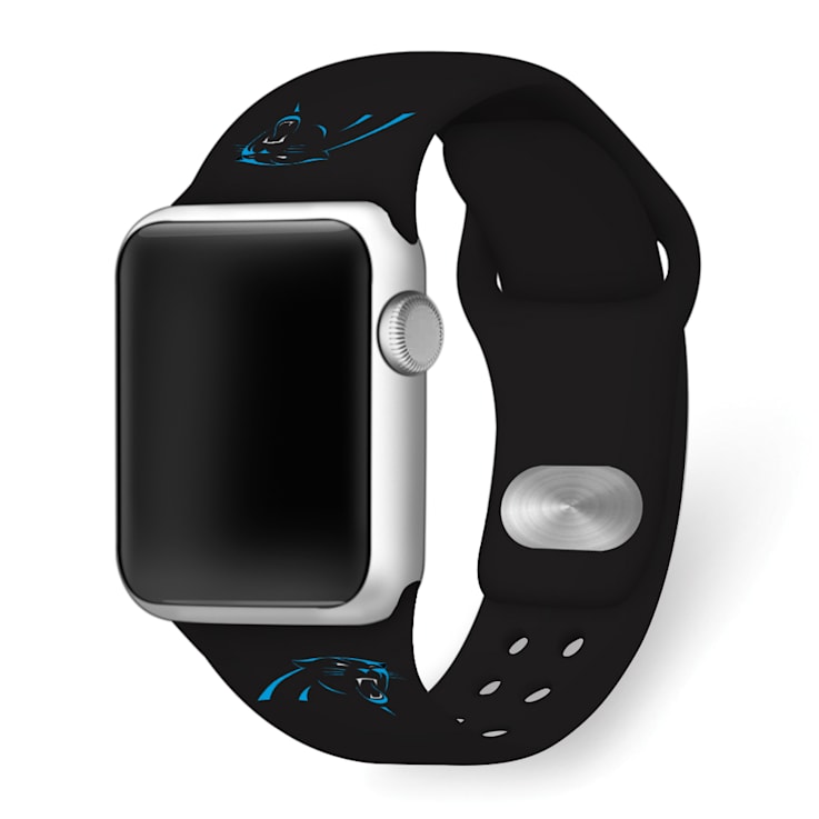 Gametime Carolina Panthers Black Silicone Band fits Apple Watch (38/40mm
M/L). Watch not included.