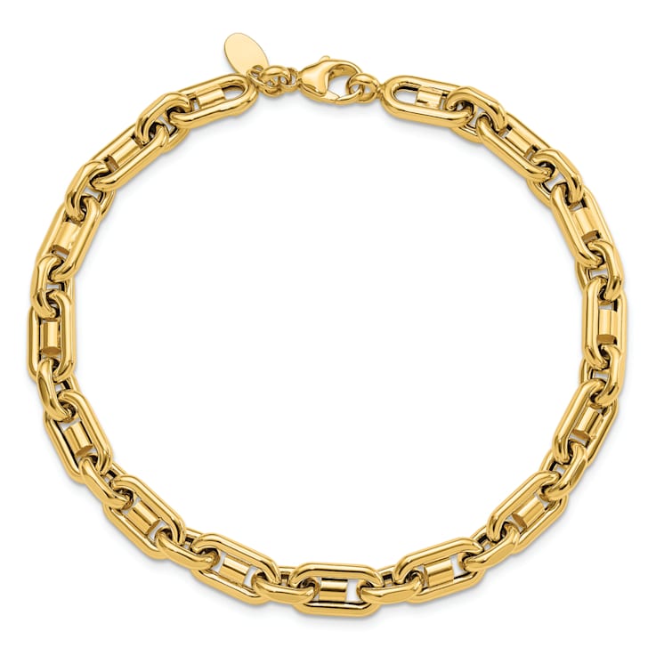 14K Yellow Gold Polished Link Men's Bracelet