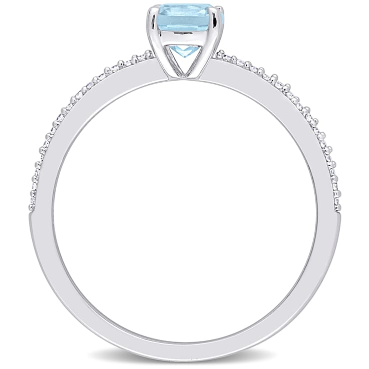 Sky Blue Topaz & Diamond 10K White Gold Ring 0.88ctw