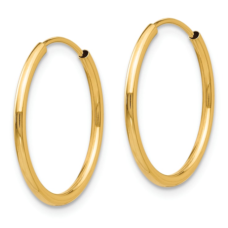 14K Yellow Gold Polished Endless Hoop 3 Pair Earring Set