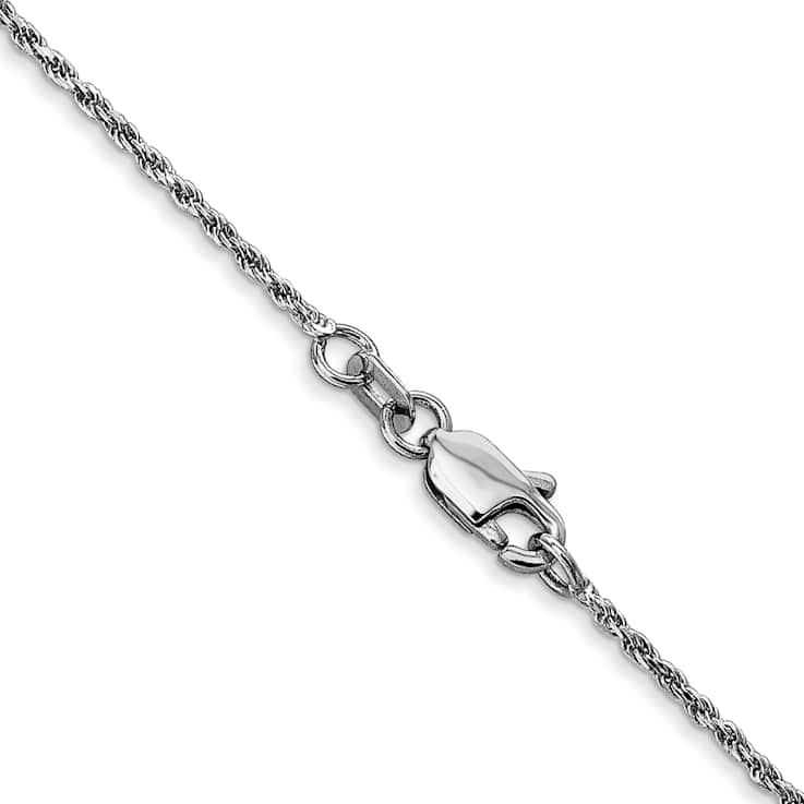 Rhodium Over 10k White Gold 1.15mm Solid Diamond-Cut Rope 24 Inch Chain
