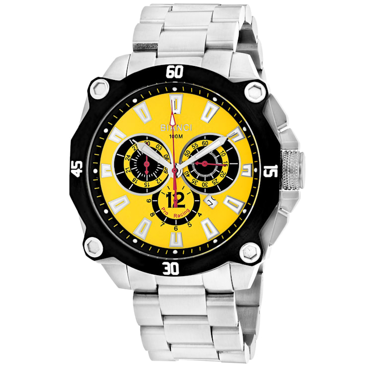 Roberto Bianci Men's Enzo Yellow Dial, Stainless Steel Watch