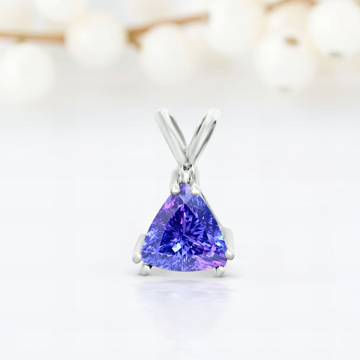 14K White Gold Trillion Tanzanite Pendant 1.00ctw