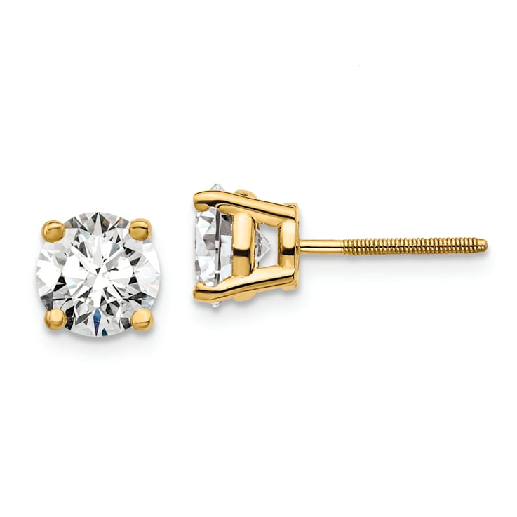 14K Yellow Gold Lab Grown Diamond 2ct. VS/SI GH+, Screw Back Earrings