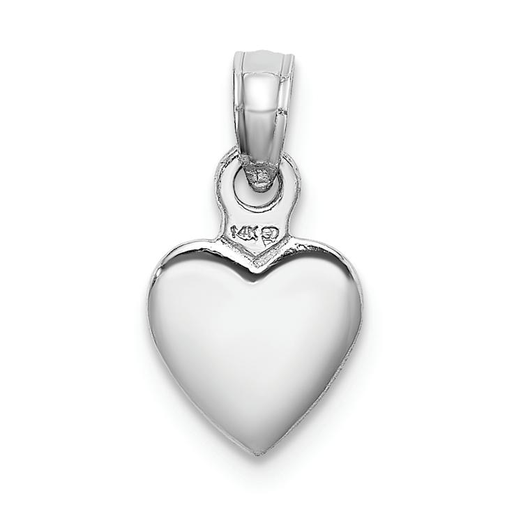 Rhodium Over 14k White Gold Polished 3D Heart Pendant