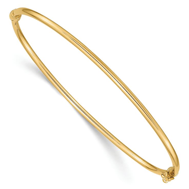 10k Yellow Gold 2mm Hinged Bangle Bracelet