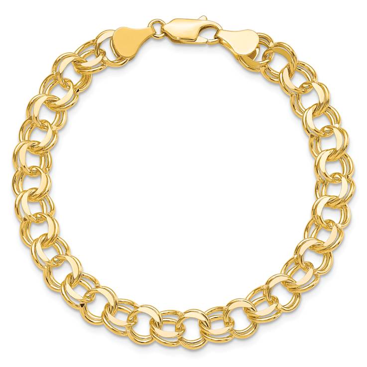 10k Yellow Gold 7mm Double Link Charm Bracelet