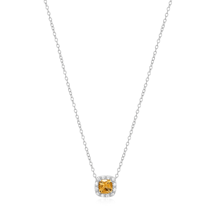 Yellow Citrine Platinum Over Sterling Silver Pendant With Chain 0.81ctw