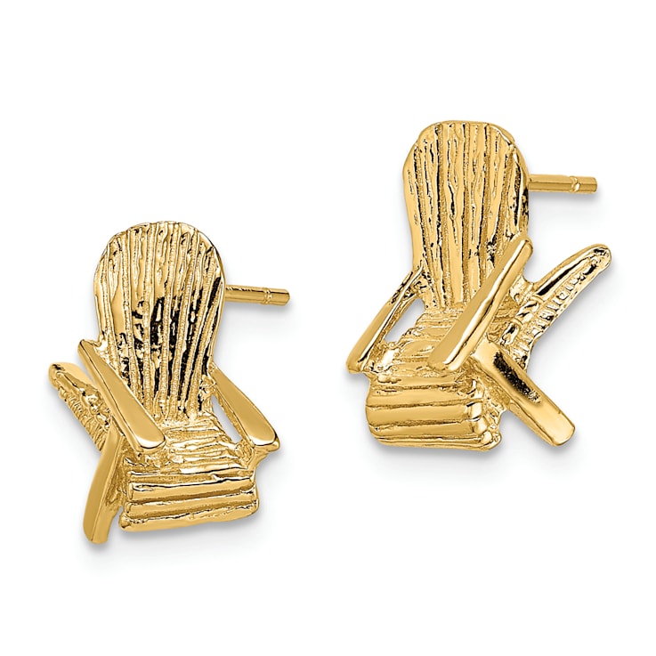 14k Yellow Gold Textured Beach Chair Stud Earrings