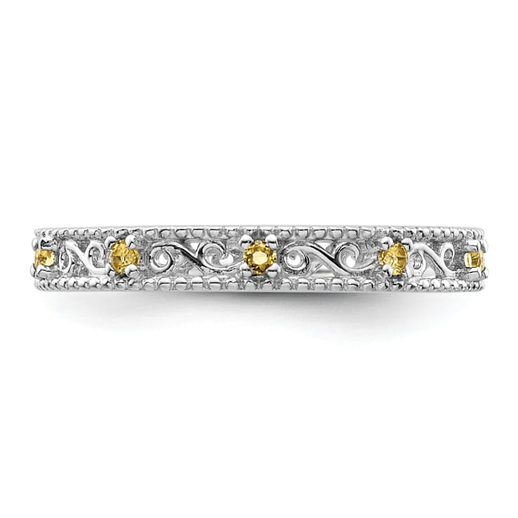 Sterling Silver Stackable Expressions Citrine Ring 0.15ctw