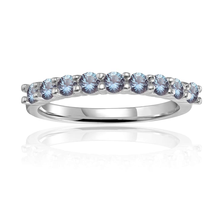 Round Lab Created Alexandrite Sterling Silver Anniversary Style
Stackable Band Ring, 0.65ctw