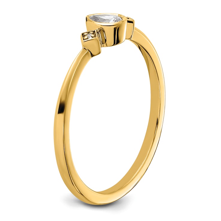 14K Yellow Gold Petite Pear Diamond Ring 0.13ctw