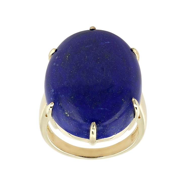 Lapis Lazuli Large Oval Solitaire Ring In 18K Gold Over Sterling Silver 25x18mm