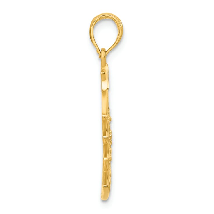 14K Yellow Gold Polished Fancy Scrolled Christmas Tree Pendant