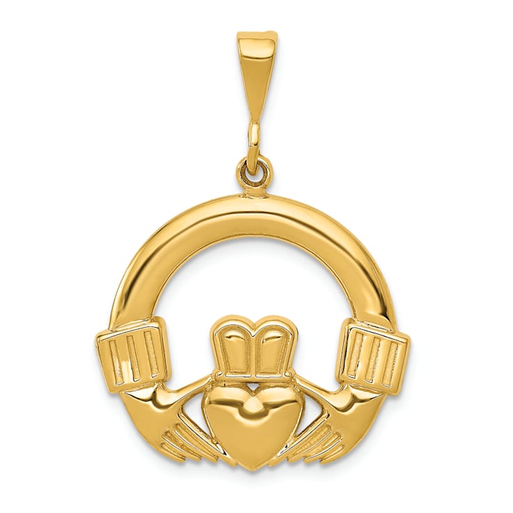 14k Yellow Gold Claddagh Pendant