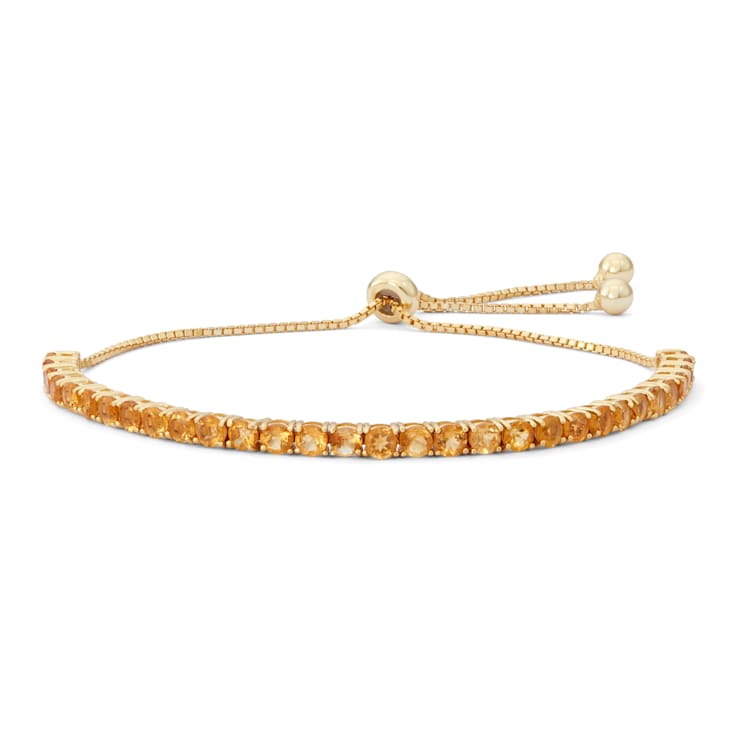 Round Citrine 14K Yellow Gold Over Sterling Silver Bolo Bracelet 2.63ctw