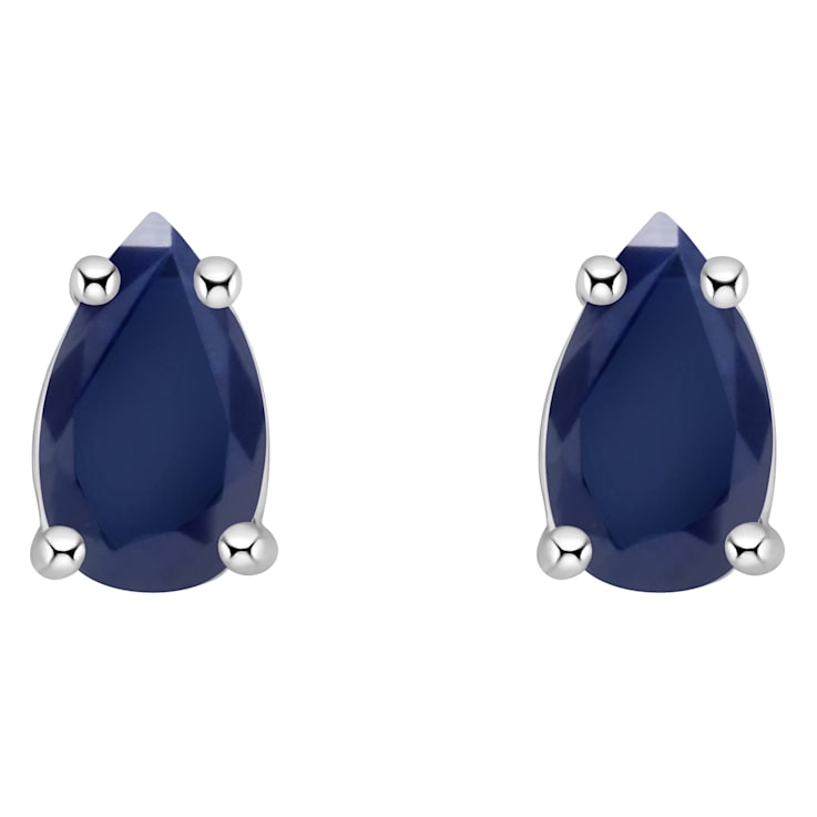 5x3mm Pear Shape Sapphire 14k White Gold Stud Earrings