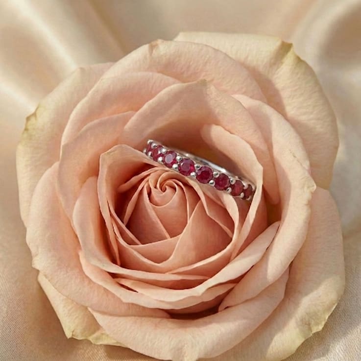Ruby Stackable Band Ring In Sterling Silver