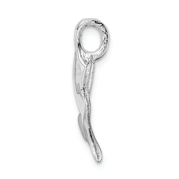 Rhodium Over Sterling Silver Polished Whale Tail Pendant