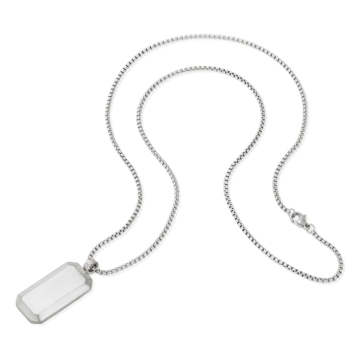 Invicta Men's Antiqued Dog Tag Pendant With Chain In Stainless Steel