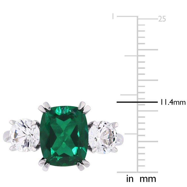 Lab Created Emerald and Lab Created White Sapphire 10k White Gold Ring 4.02ctw