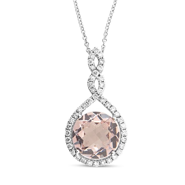 3.57ctw Morganite and Diamond Pendant in 14k White Gold