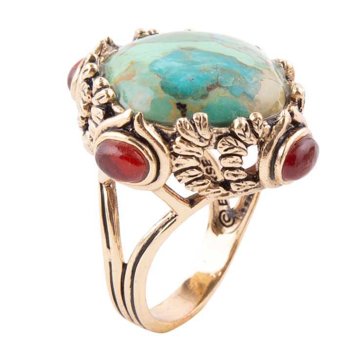 Barse Jewelry Wilder Blue Turquoise Gold Tone Statement Ring