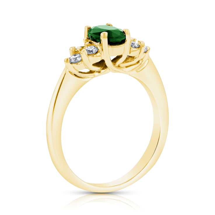 0.95ctw Emerald and Diamond Ring in 14k Yellow Gold