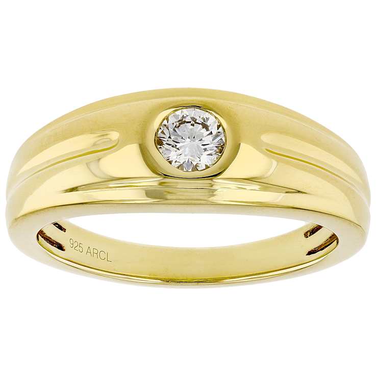 Timeless Lab-Grown Diamond Men's Solitaire Ring In 14K Gold Over
Sterling Silver