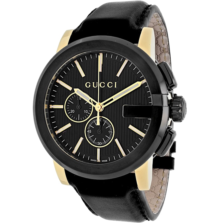 Gucci Men's G-Chrono Black Leather Strap Watch