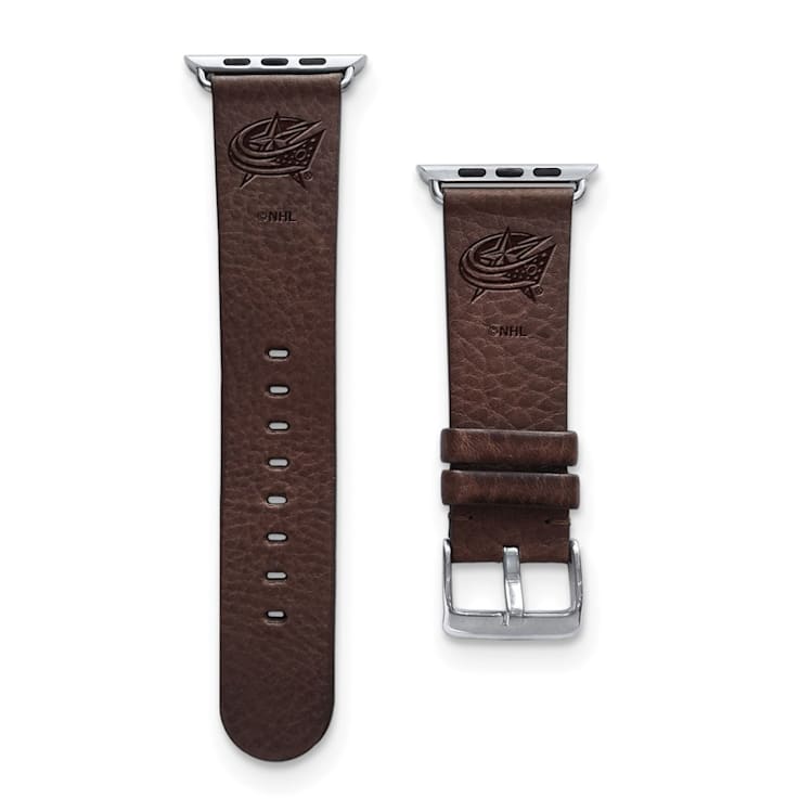 Gametime NHL Columbus Blue Jackets Brown Leather Apple Watch Band
(38/40mm S/M). Watch not included.