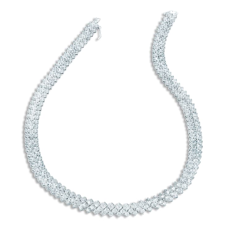 CZ Braided Tennis Necklace In Sterling Silver