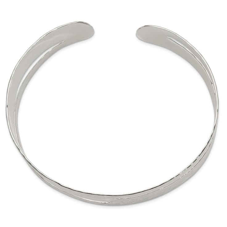 Sterling Silver Solid Polished Hammered Fancy Cuff Bracelet