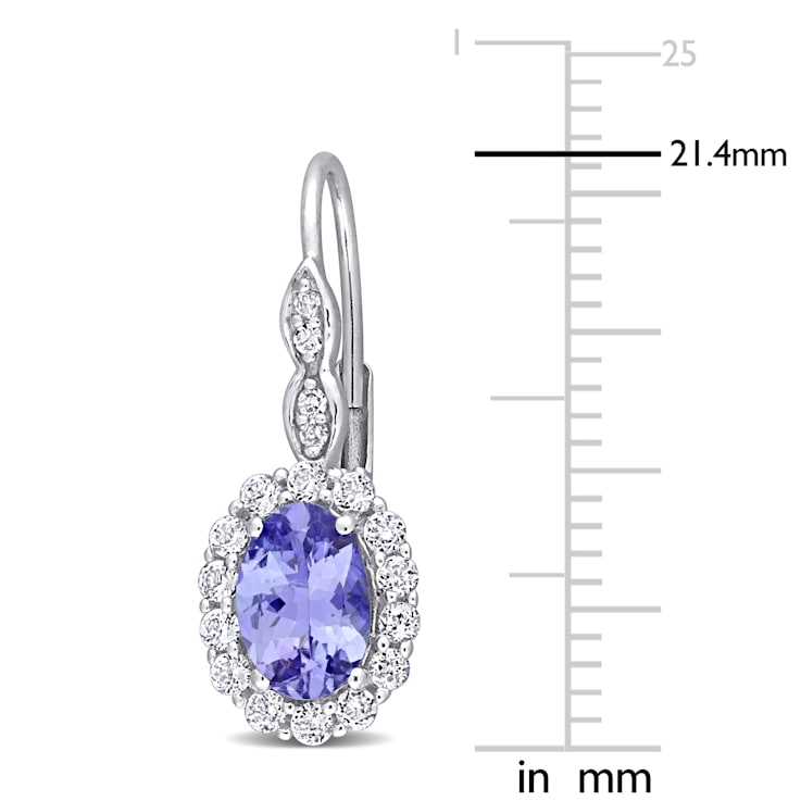 2.33ctw Tanzanite, White Topaz And Diamond Accent 14k White Gold Earrings