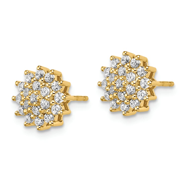 14K Yellow Gold Lab Grown Diamond SI1/SI2, G H I, Cluster Post Earrings