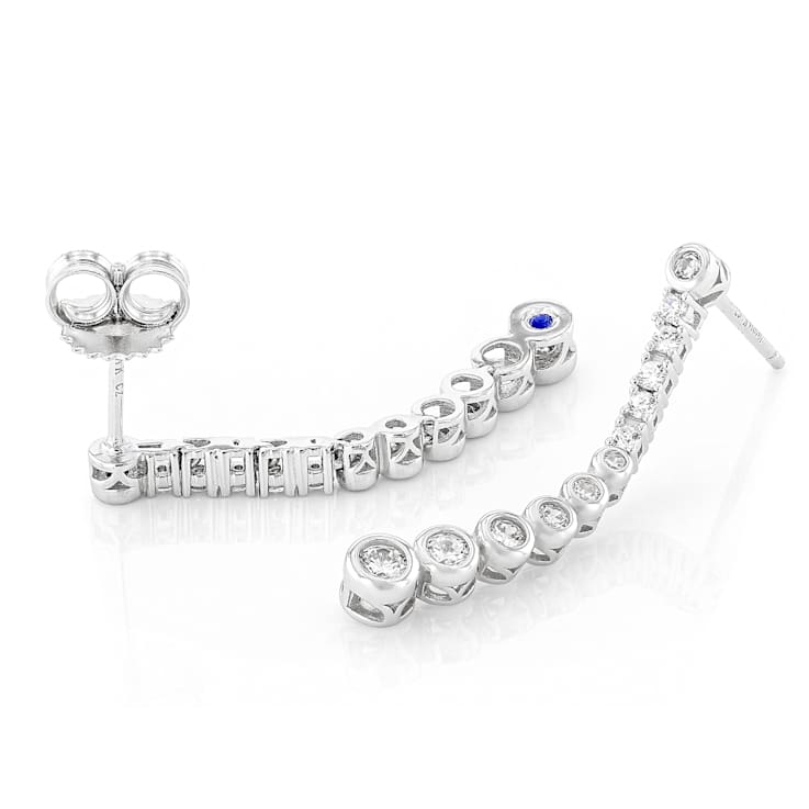 CZ Bar Drop Earrings In Platinum-Enhanced Sterling Silver 0.99ctw